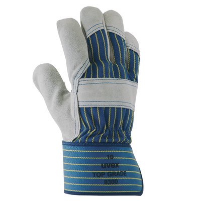Nr. 60290, Schutzhandschuhe, Rindkernspaltleder, grau/blau, 1 Paar Artikelbild 60290