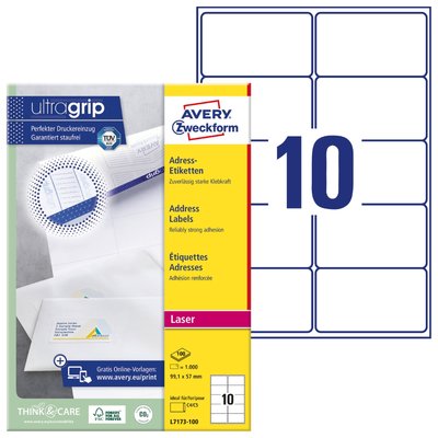 Nr. 7173100, 99,1x57,0mm, auf A4, weiß, Pack 100 Blatt/1000 Stück Artikelbild 7173100