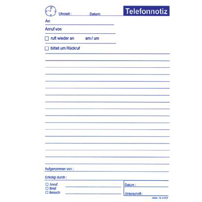 Telefonnotizen Corona bei Plate Büromaterial Onlineshop