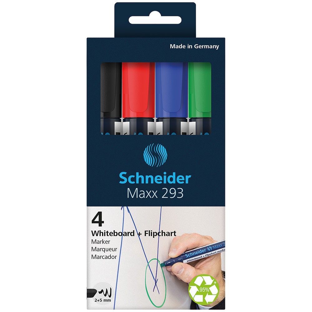 Schneider 4 Marqueurs Schneider Maxx 293 Pour Tableaux Blancs Et Paperboards Couleurs Assorties 20 R 31849518