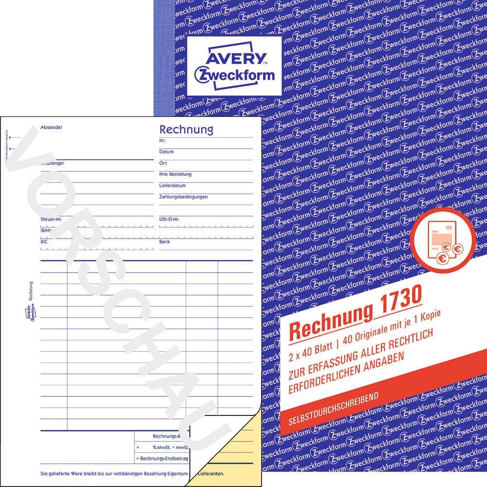 Rechnung Zweckform 1730 bei PLATE Büromaterial