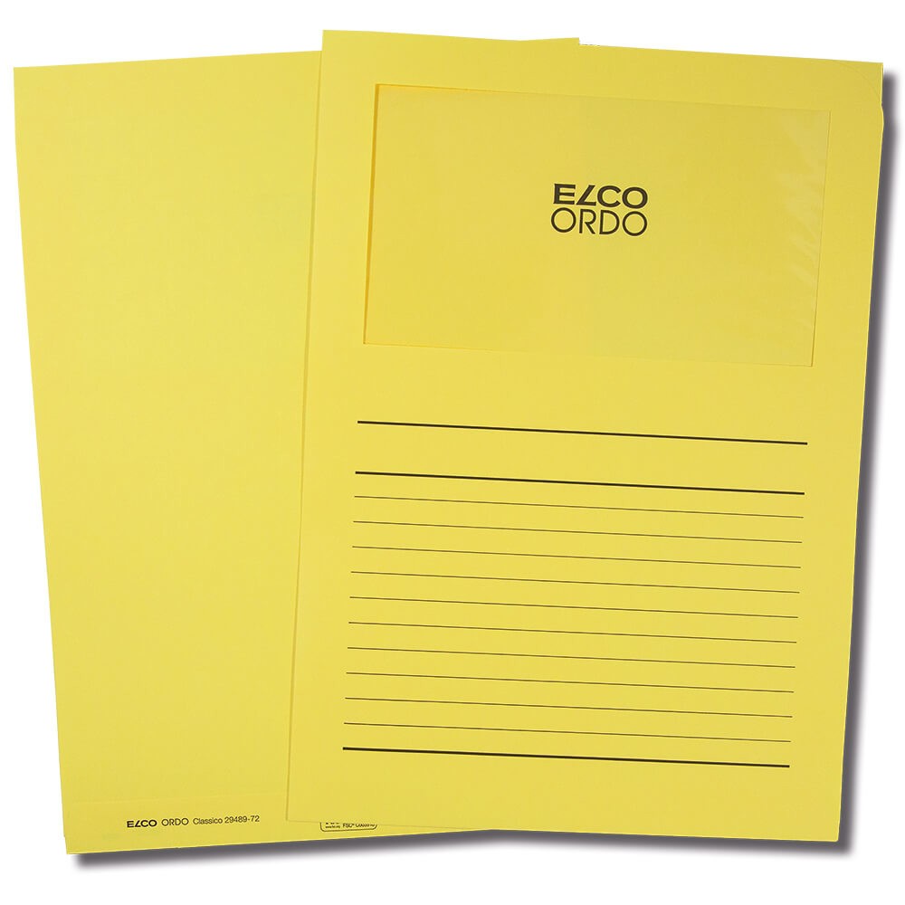 Chemises à Fenêtre ELCO OrdoClassico - Lot De 10 Jaune 220x310mm | Papier 120g/m²