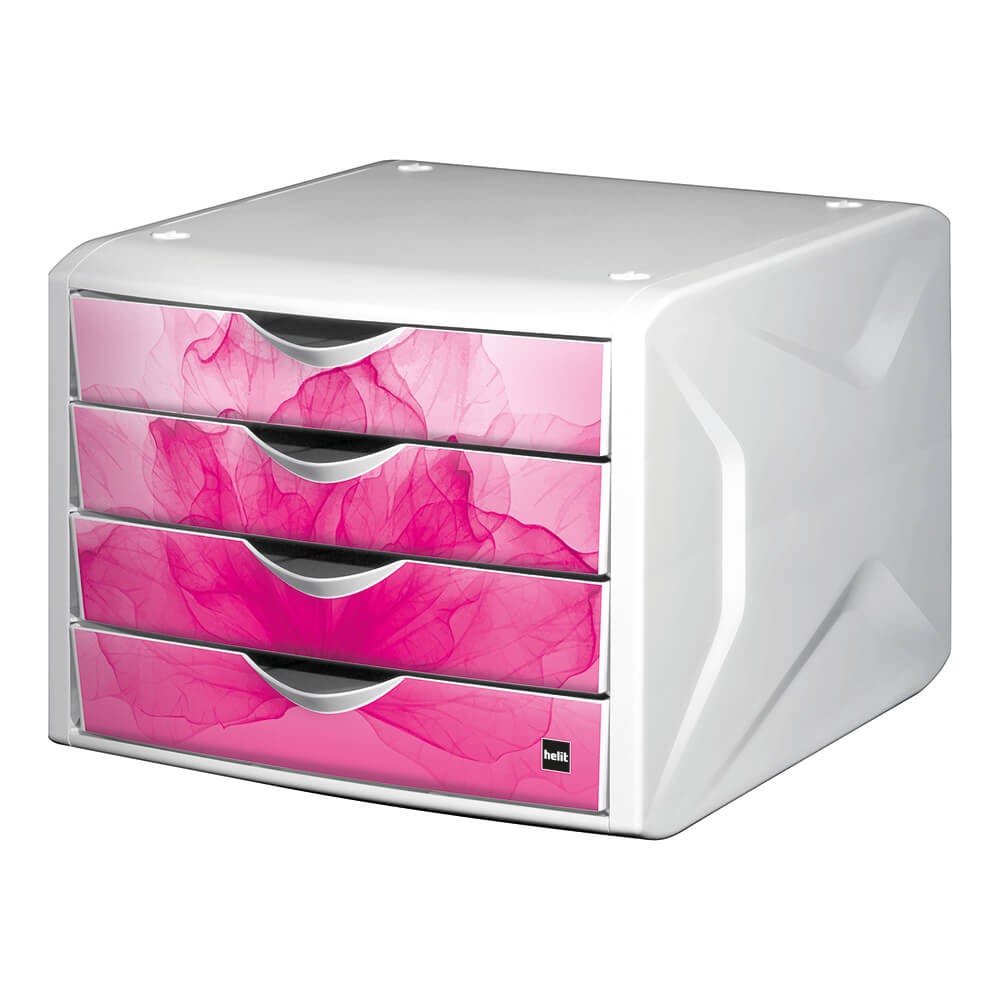 Helit H6129634 Schubladenbox Chameleon 4 Schübe Gehäuse weiß Cold Water