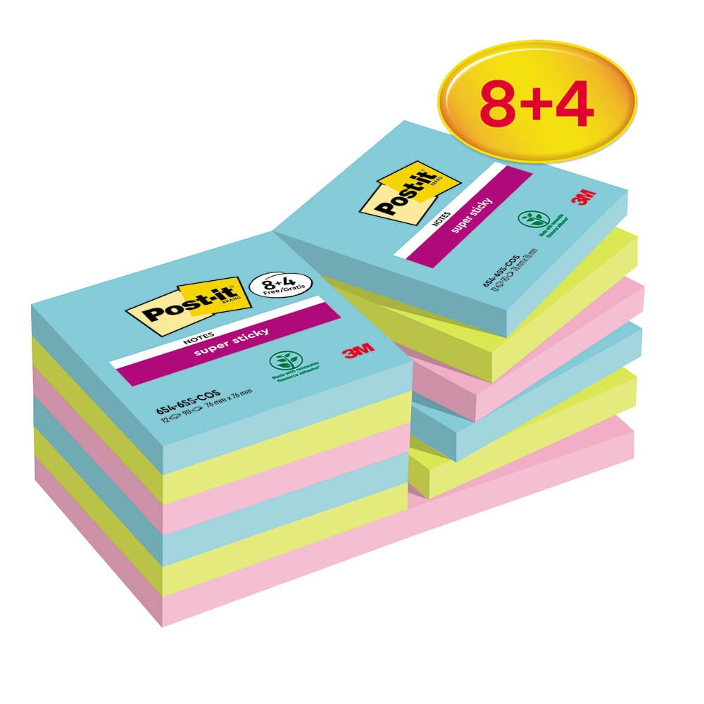 Haftnotizen Post-it Super Sticky Notes 654-SS-COS-P8 4 bei PLATE ...